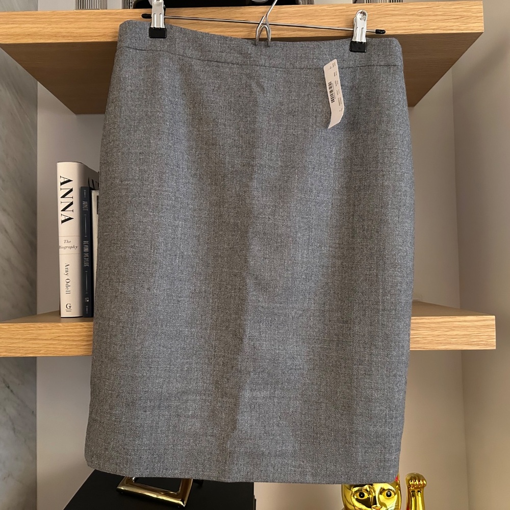 J.Crew No.2 Pencil Skirt, Double Serge Wool, sz 6, Heather Gray, NWT